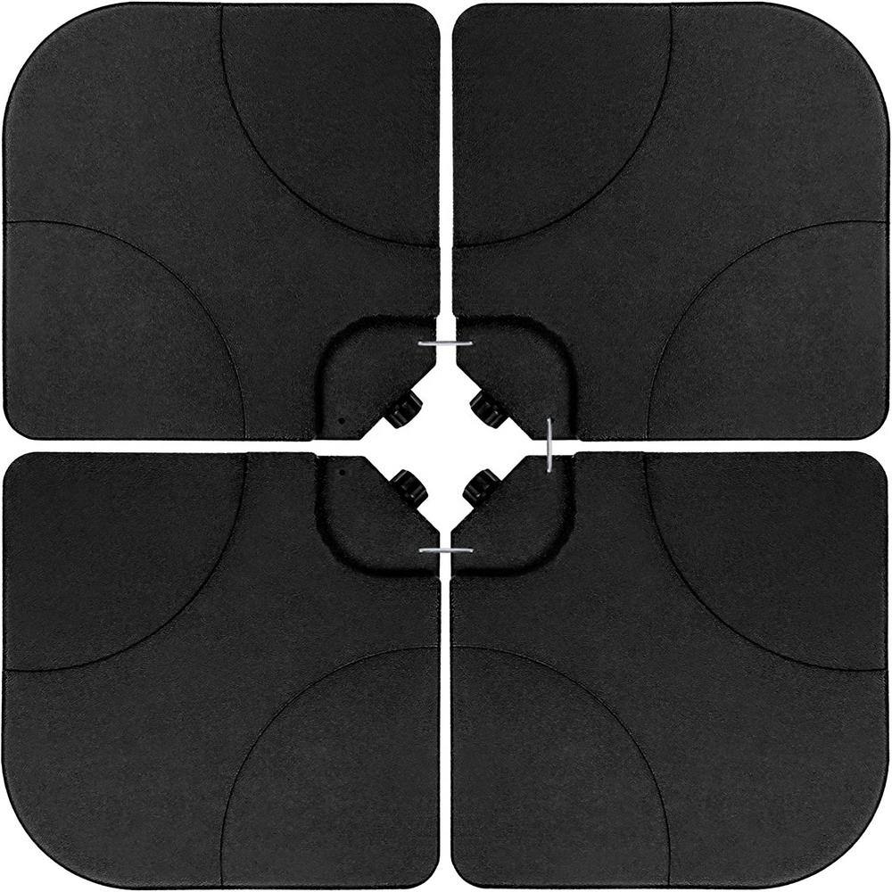 Patio Umbrella Base in Black, 4-Pieces Cantilever Offset Patio Market Stand