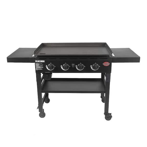 Griller's Choice Outdoor Griddle Grill Propane Flat Top - Hood Included, 4  Shelves and Large Flat Top