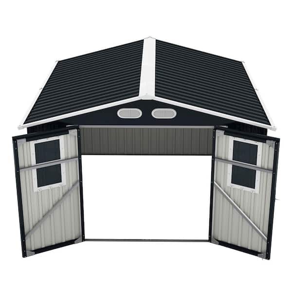 Noble House Eric 8 ft. W x 8 ft. D Dark Gray Metal Patio Outdoor