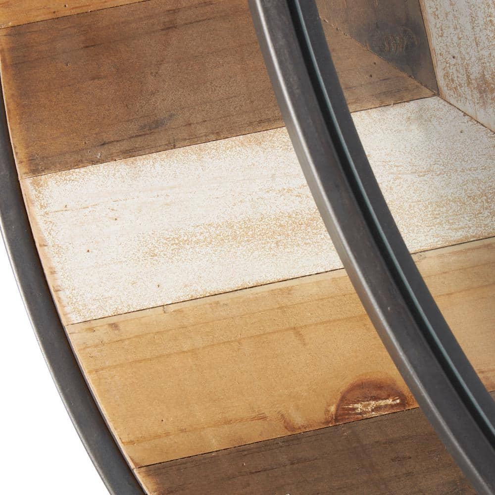 Gray and Brown Round Wood and Glass Nesting Coffee Tables