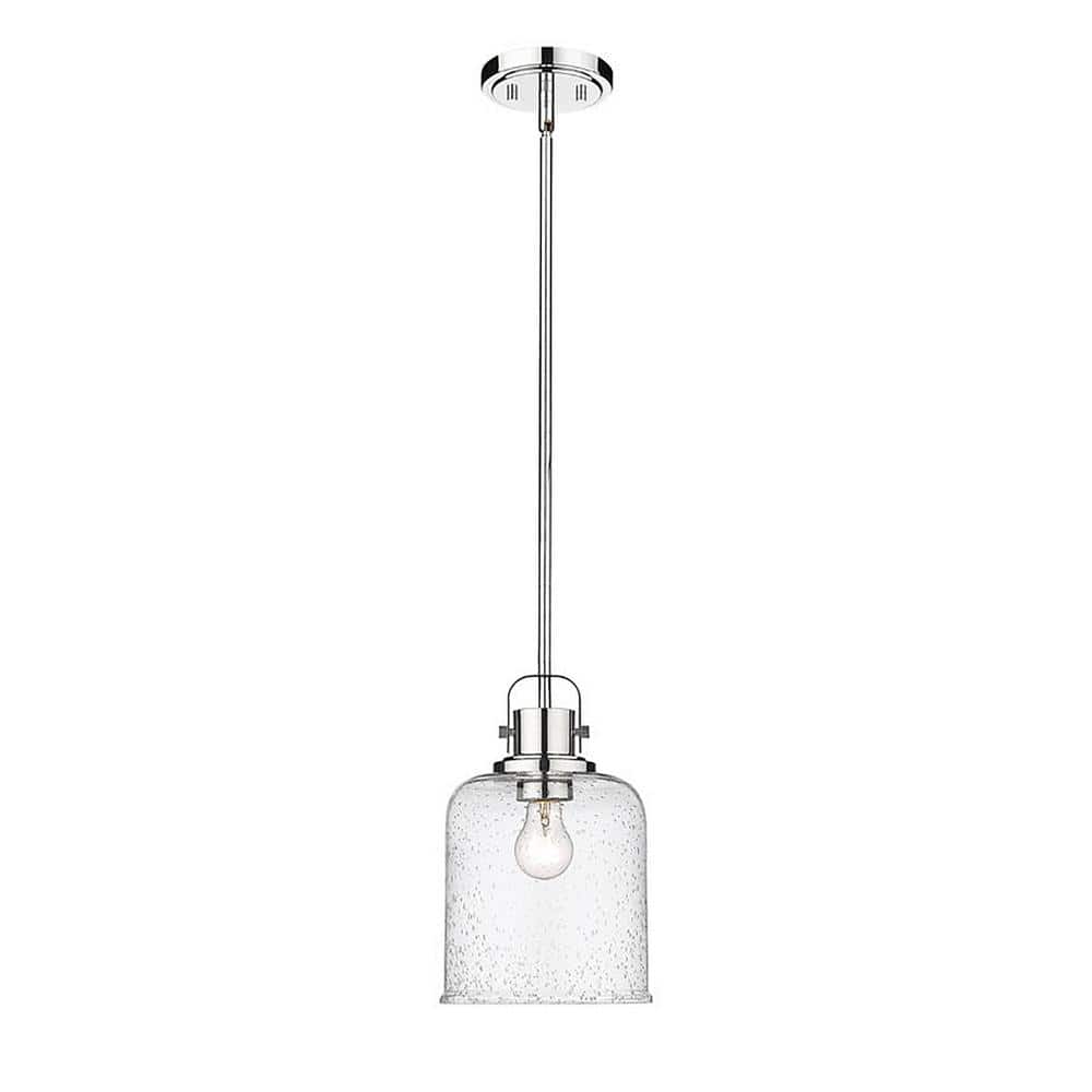 Kinsley Transitional Chrome 8" Indoor/Outdoor Pendant Light with Clear Glass