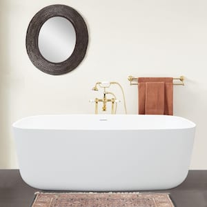 59 in. x 28 in. Acrylic Not-Whirlpool Soaking Flat Bottom Double Ended Bathtub Polished Chrome Overflow in White