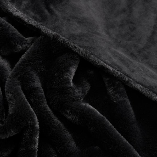 Black Imitation Rabbit Faux Fur Fabric By The Metre - 6006 Black 