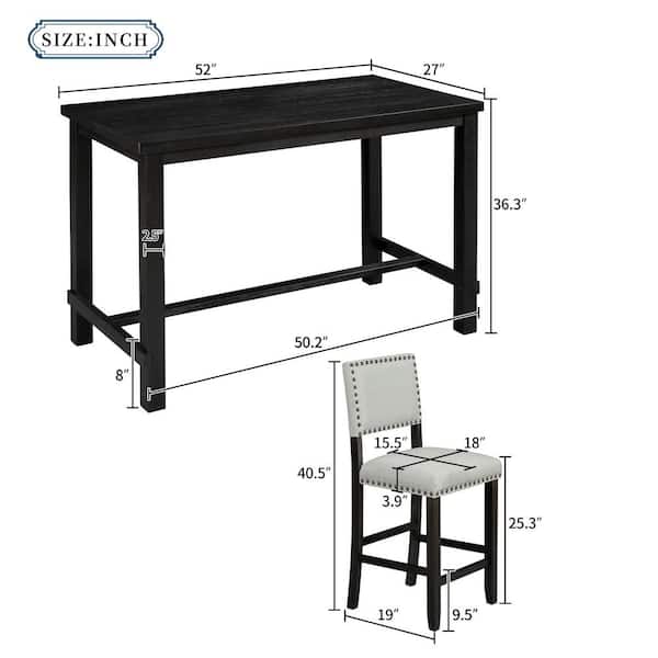 5-Piece Espresso Wood Top Dining Room Set Seats 4
