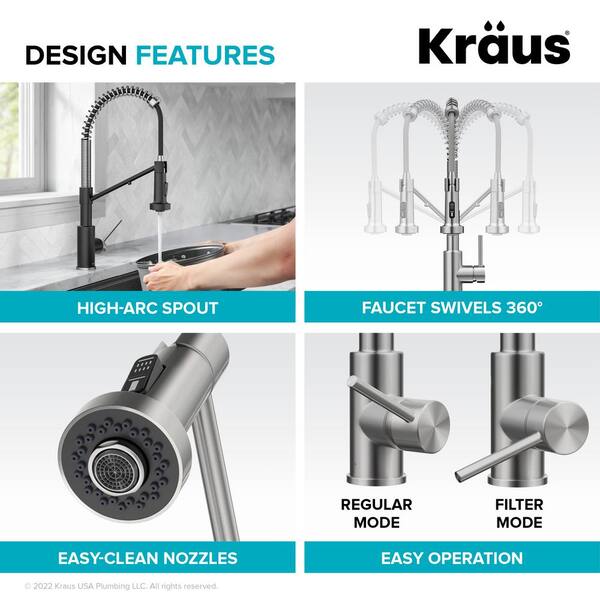 KRAUS Kitchen Faucet with Integrated Water Filter Spout