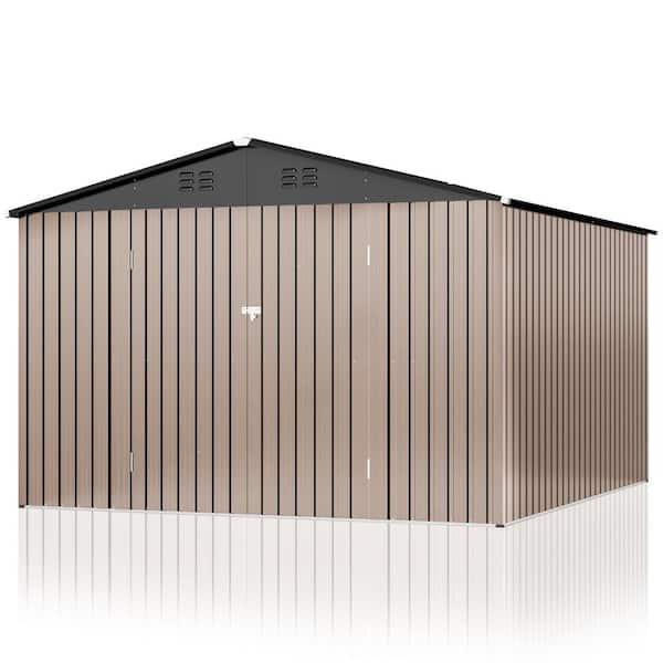 VIWAT 10 ft. W x 10 ft. D Metal Outdoor Storage Shed with Lockable