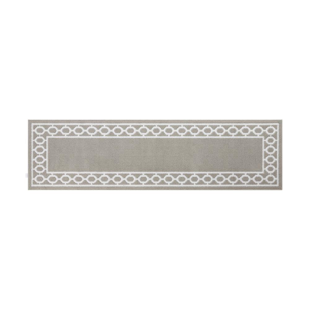 Jean Pierre Washable NonSkid Light Grey and White 2 ft. 2 in. x 8 ft