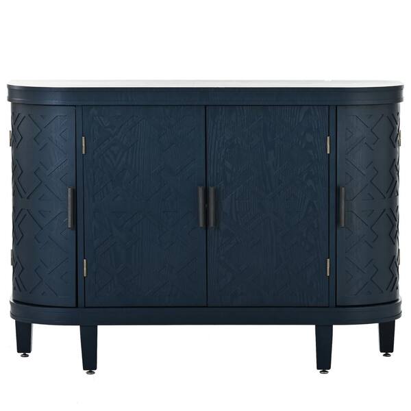 JASIWAY Navy Blue Freestanding Accent Storage Cabinet Sideboard with 2 ...