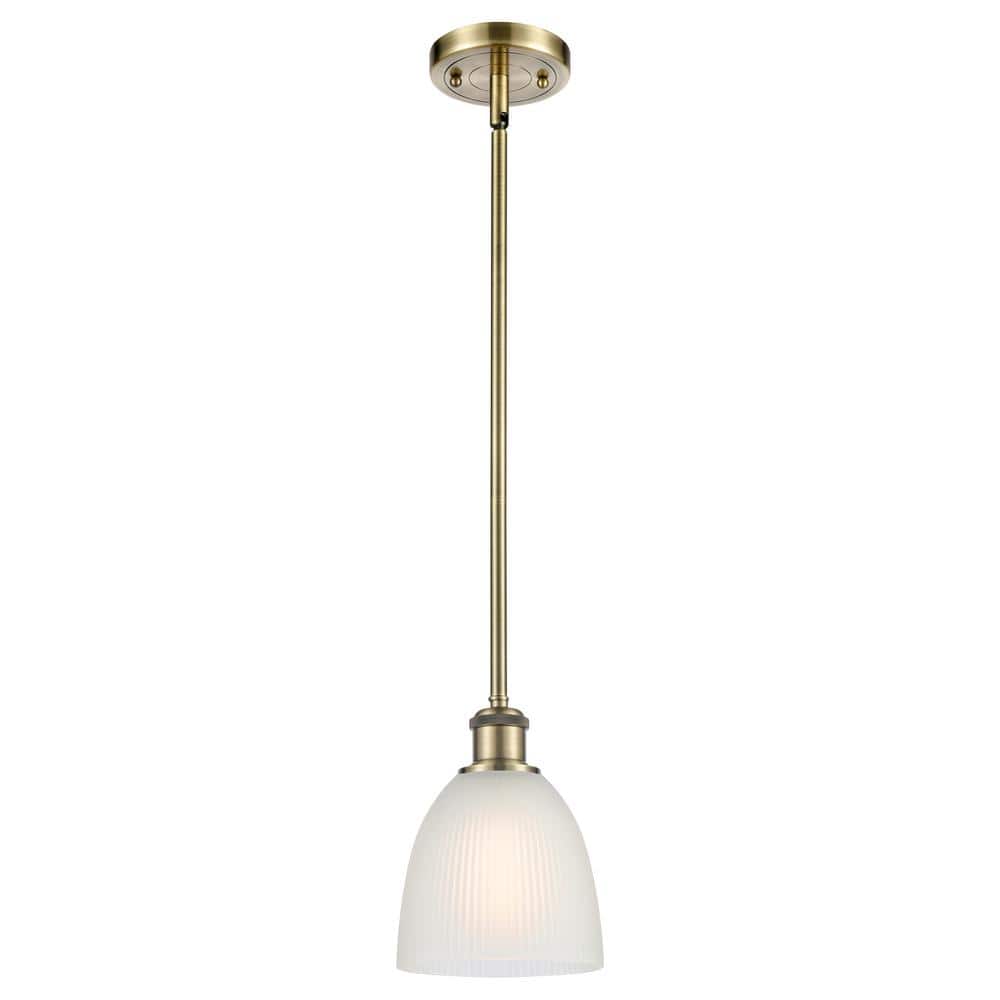 Castile 100-Watt 1-Light Antique Brass Standard Mini Pendant Light with Painted Glass Shade, No Bulbs Included price history on PriceWatchPro