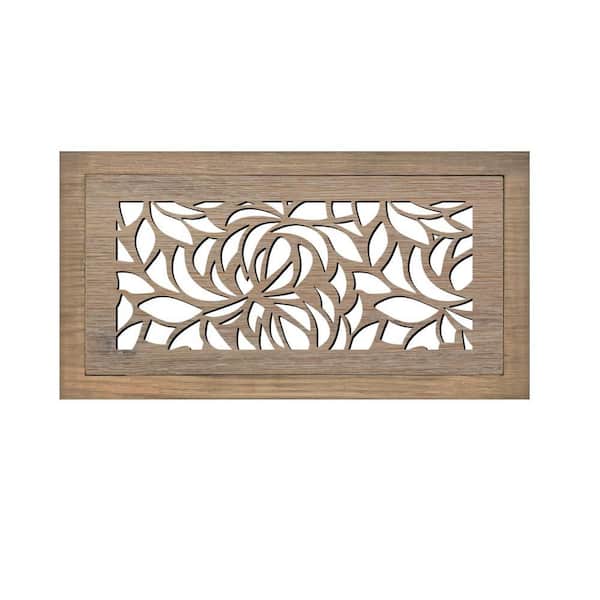Duct Opening Size 4x10 - Overall Size 7x13 Leaves Design Hardwood Floor Register Flush Mount with Installation Box