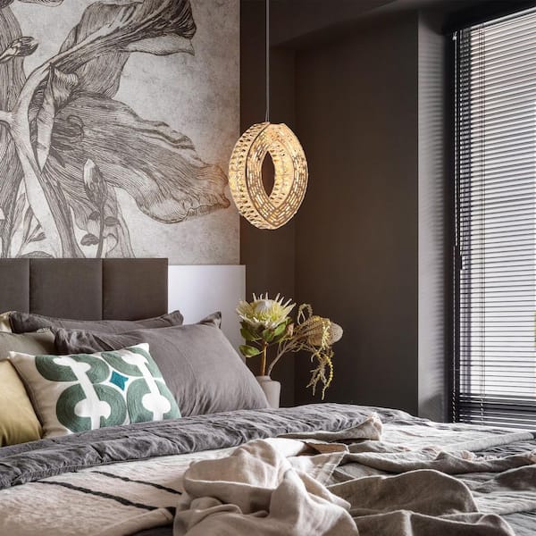 Brusmogan 1-Light dimmable Integrated LED Plating Rose Gold Round Chandelier with Crystals