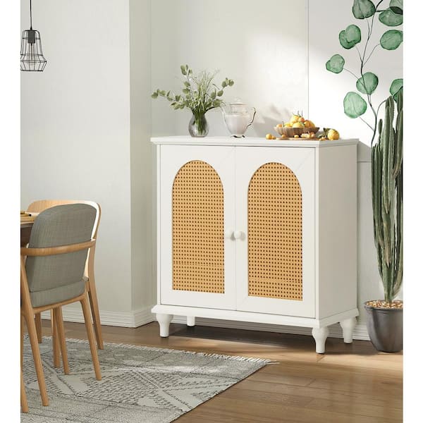 Tileon Rattan Storage Cabinet with Doors and Adjustable Shelves, Rattan ...