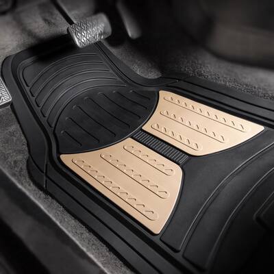 Beige Trimmable Liners Monster Eye Car Floor Mats - Universal Fit for Cars, SUVs, Vans and Trucks - Full Set