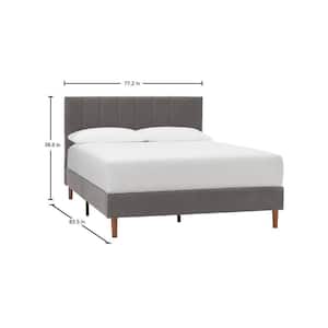 Warrenton Charcoal Gray Upholstered King Platform Bed with Channel Tufting (77.2 in W. X 38.6 in H.)