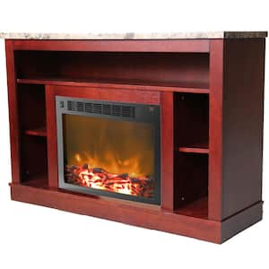 Oxford 47 in. Electric Fireplace with a 1500-Watt Log Insert and Mahogany Mantel