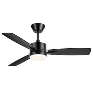 Elijah 42 in. Indoor Black Ceiling Fan with Adjustable White LED Light with 3-Reversible Blades and Remote Included