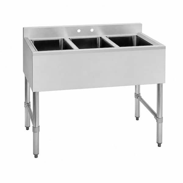 Freestanding 3 Compartment Sink of Stainless Steel, NSF Commercial Utility Basin for Bar, Restaurant, Kitchen, Hotel