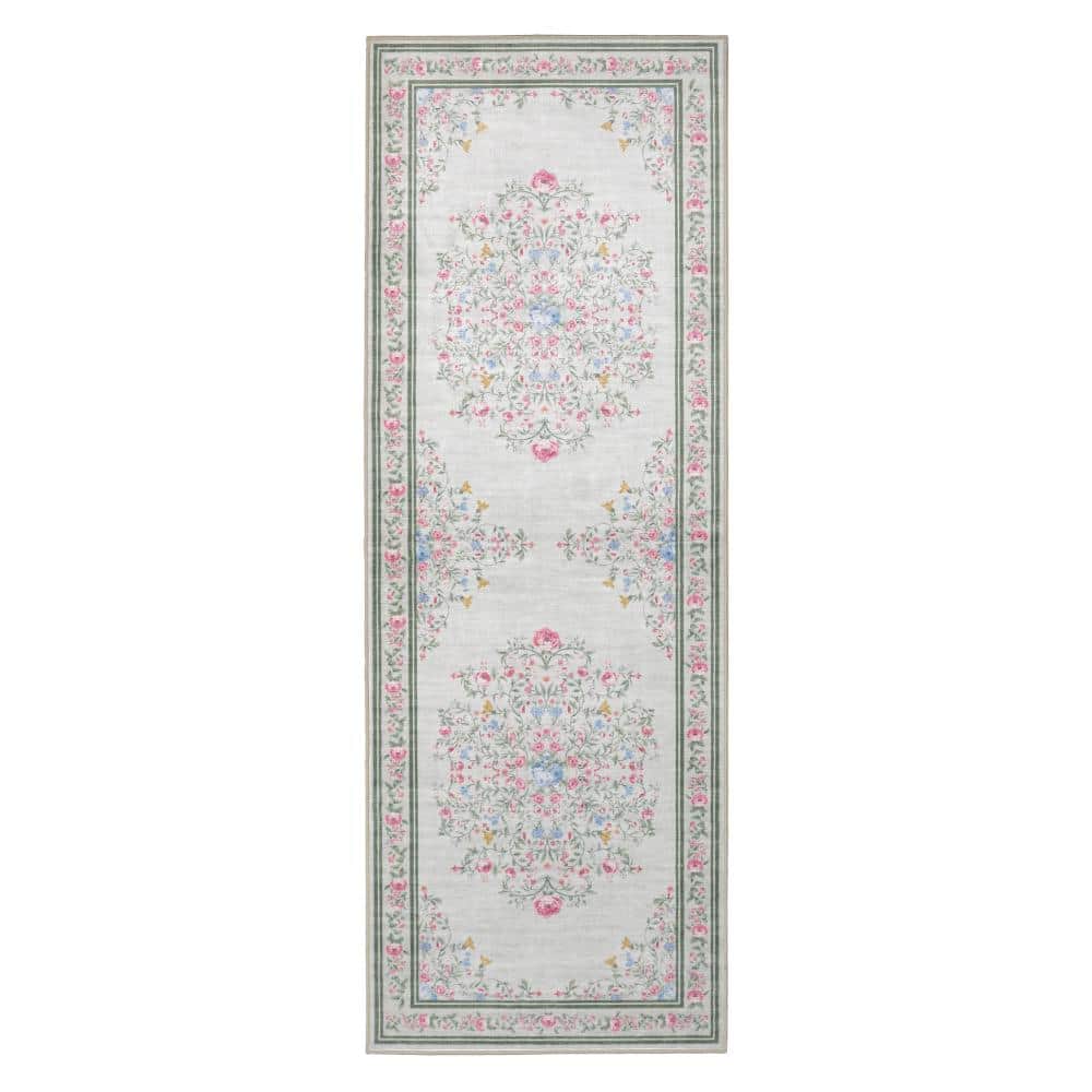 Bennetts 2 ft. X 6 ft. Ivory Pink Oriental Machine Washable Runner Rug price history on PriceWatchPro