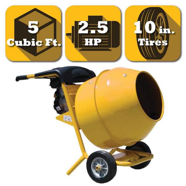 PRO-SERIES 5 cu. ft. Gas Powered Commercial Duty Cement and Concrete Mixer