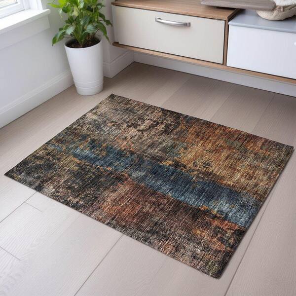 Mayfield Premium Machine Washable Abstract AMF1204 Blue 2 ft. x 3 ft. Area Rug