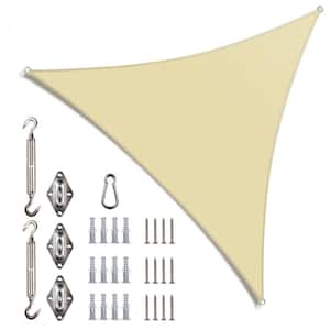 18 ft. x 18 ft. x 18 ft. 190 GSM Beige Equilateral Triangle Sun Shade Sail with Triangle Kit