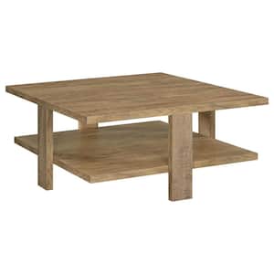 Dawn 23.5 in. Mango Square Engineered Wood Coffee Table with Shelf