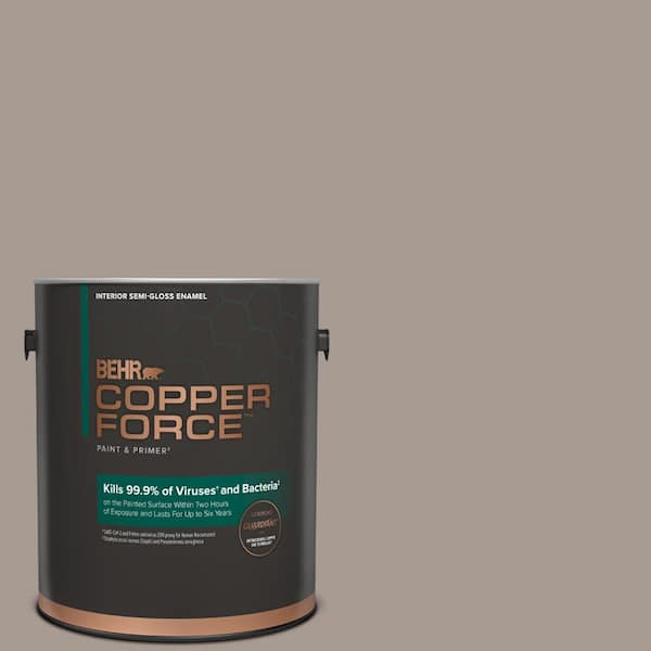COPPER FORCE 1 gal. #HDC-NT-18G Frosted Cocoa Semi-Gloss Enamel Virucidal and Antibacterial Interior Paint & Primer