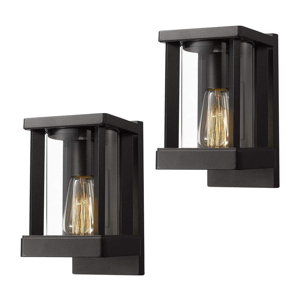 JAZAVA 1-Light Black Aluminum Weather Resistant Outdoor Lighting ...