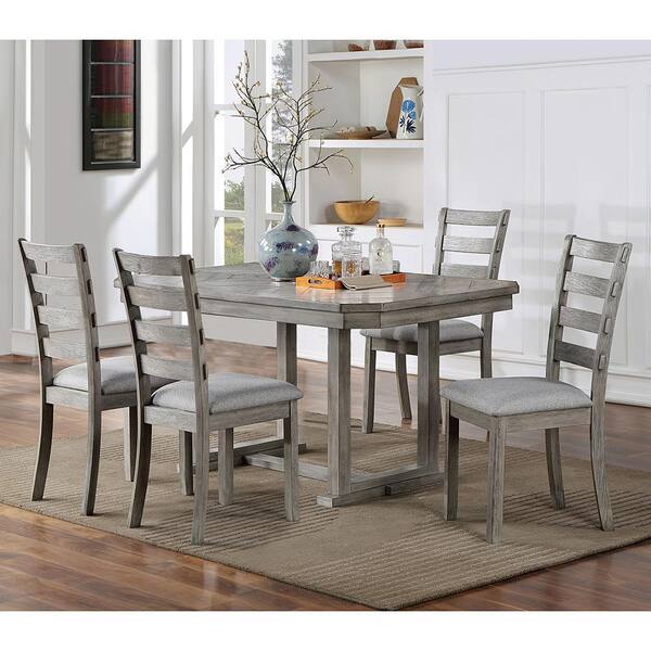 Furniture of America Truchas 5Piece Gray Solid Wood Dining Set with