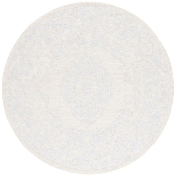 Abstract 6 ft. x 6 ft. Round Ivory/Beige Modern Transitional Area Rug