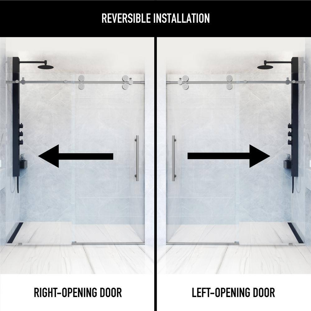 Elan 72" Frameless Clear Glass Sliding Shower Door with Stainless Steel Hardware