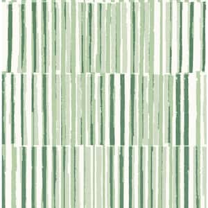 Sabah Green Stripe Fabric Non-Pasted Matte Wallpaper