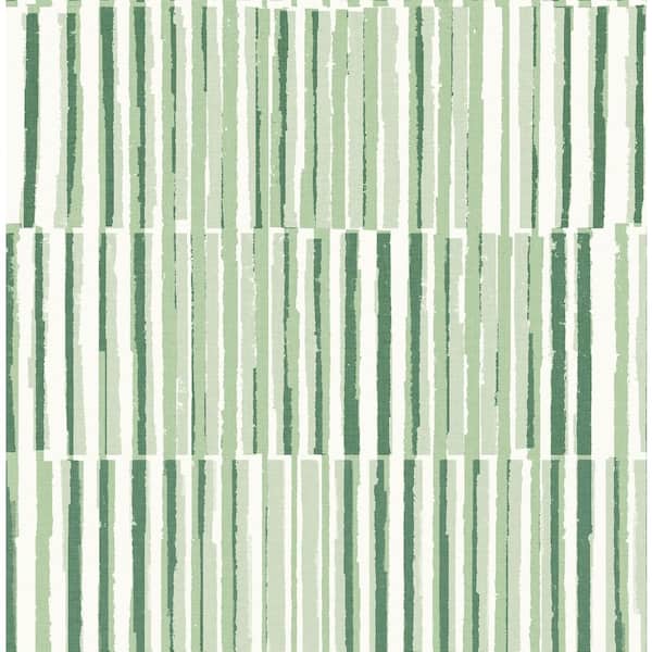 A-Street Prints Sabah Green Stripe Fabric Non-Pasted Matte Wallpaper