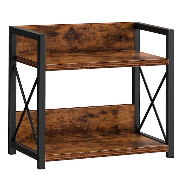 2 Tier Brown Countertop Kitchen Spice Rack Organizer Wood Coffee Shelf for Home and Pantry Storage