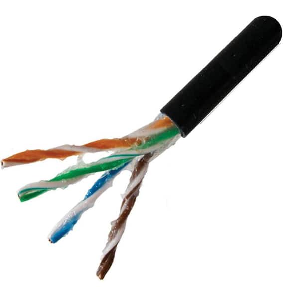 1000 ft. Black Outdoor CAT5e Ethernet Cable – Gel‑Filled Direct‑Burial Solid 24 AWG Pure Copper Double-Jacket