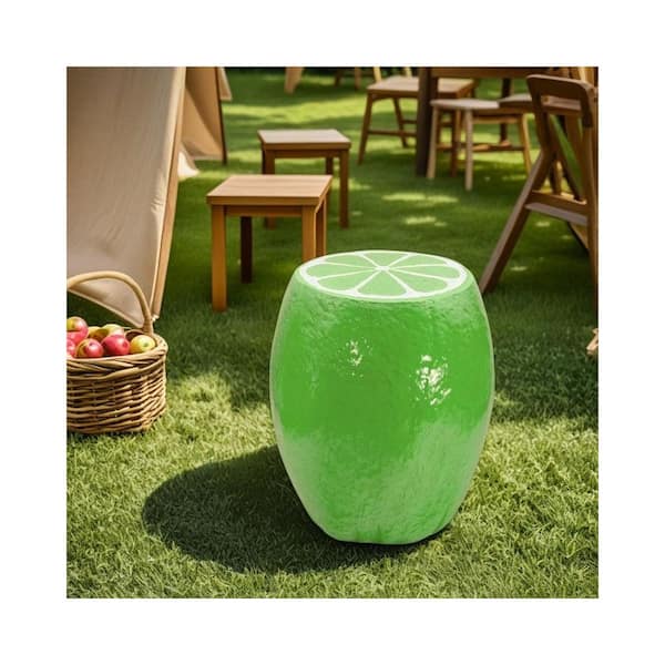 置物 Lime 14 in. Resin Green Lemon Fruit Table, Home Decor Plant Stand