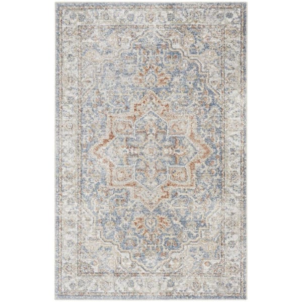 Denim Blue 3 ft. x 5 ft. Oriental Area Rug