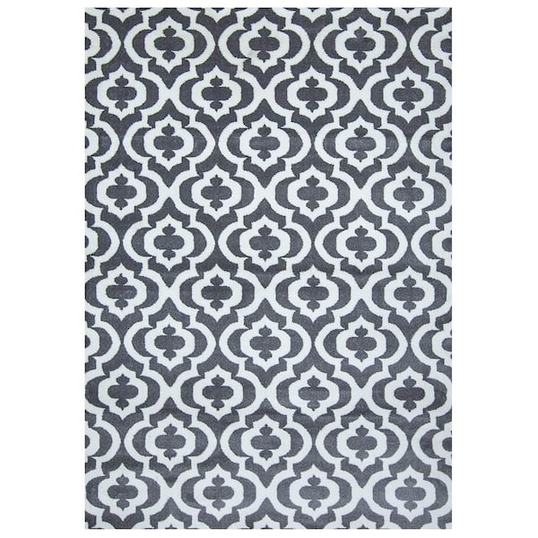 Unbranded Harel Gray 4 ft. x 5 ft. Polypropylene Area Rug