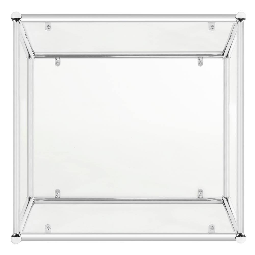 20" Square Chrome & Glass Transitional End Table
