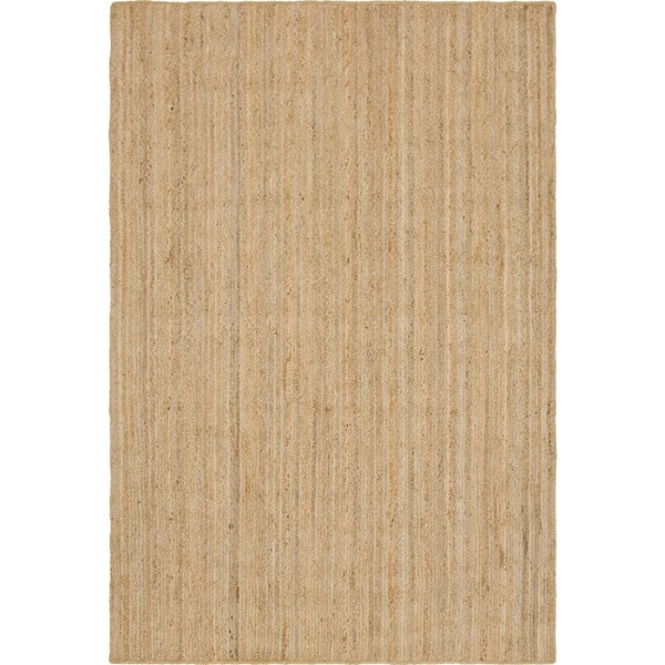Unique Loom Braided Jute Dhaka Natural 6 ft. x 9 ft. Area Rug