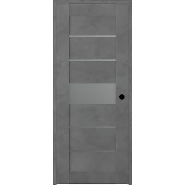 Belldinni Vona 07-06 24 in. x 80 in. Left-Handed 5-Lite Frosted Glass Solid Core Dark Urban Wood Single Prehung Interior Door