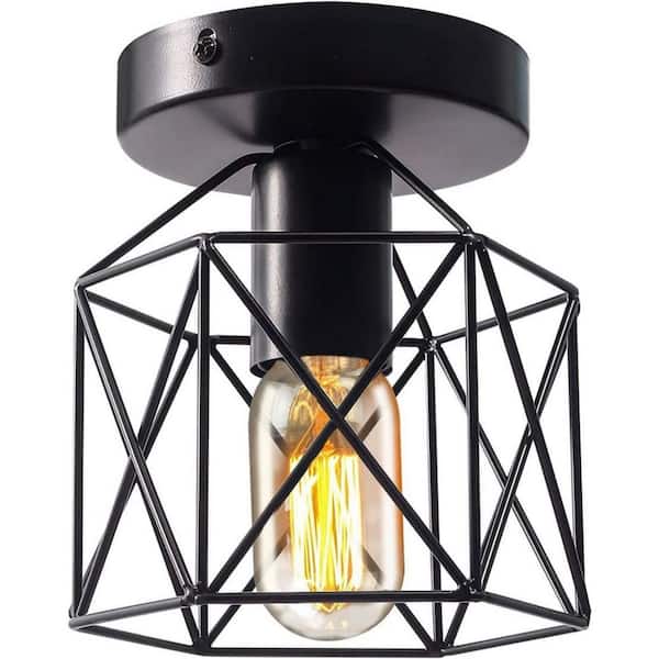 Tidoin 60-Watt 1-Light Black Shaded Retro Fixtures Pendant Light, No Bulbs Included