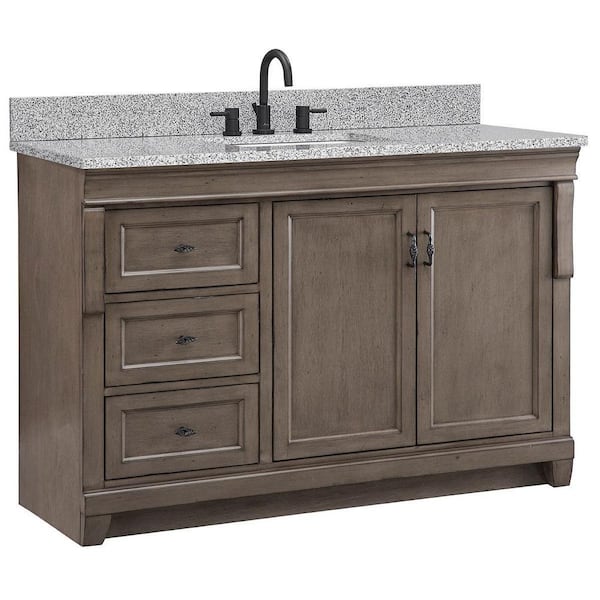 Home Decorators Collection Naples 49 in. Single Sink Distressed Gray Bath Vanity with Napoli Granite Top (Assembled)