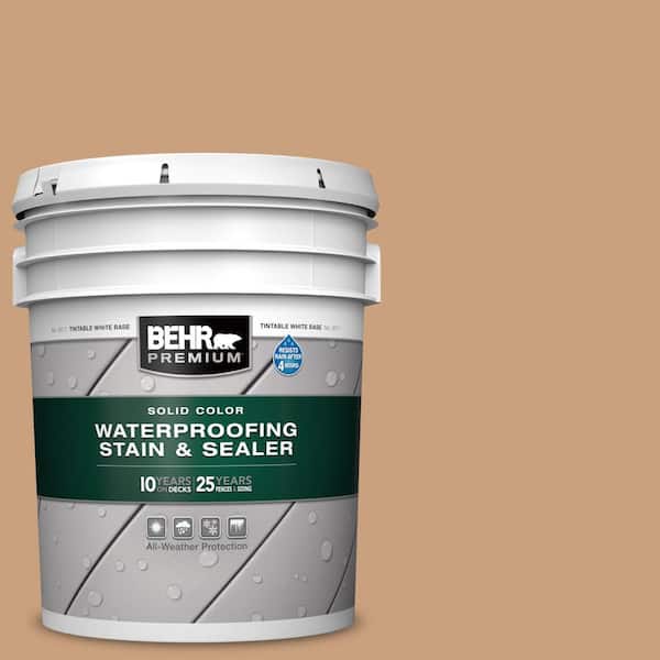 BEHR PREMIUM 5 gal. #270F-4 Peanut Butter Solid Color Waterproofing Exterior Wood Stain and Sealer