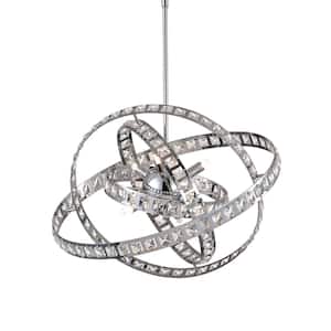 Frankfort 6 -Light Chrome Unique Geometric Chandelier with Crystal Accents