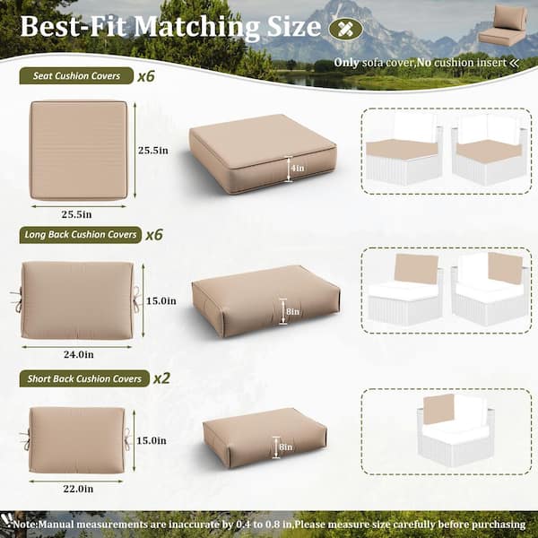 14-Piece 25.5 in. Outdoor Cushion Covers Sand