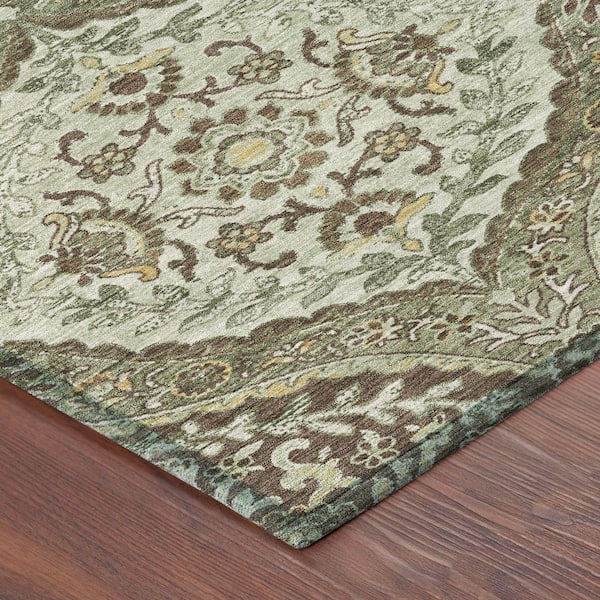 Chantille Machine Washable Indoor/Outdoor Abstract ACN2698 Olive 10 ft. x 14 ft. Area Rug