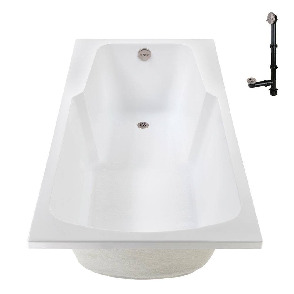 72'' x 36'' Glossy White Acrylic Drop-In Soaking Bathtub