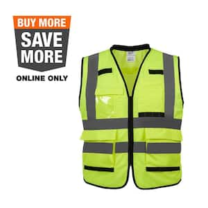 Performance Large/X-Large Yellow Class 2 High Visibility Safety Vest with 15 Pockets