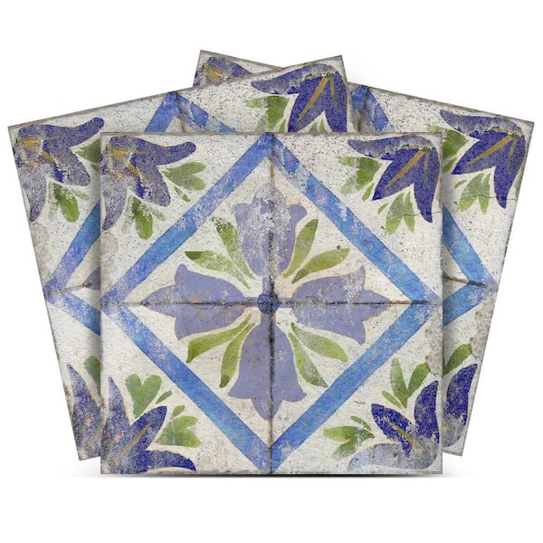 Blue, Green, Lavender, and Beige R73 6 in. x 6 in. Vinyl Peel and Stick Tile (24 Tiles, 6 sq. ft./Pack)